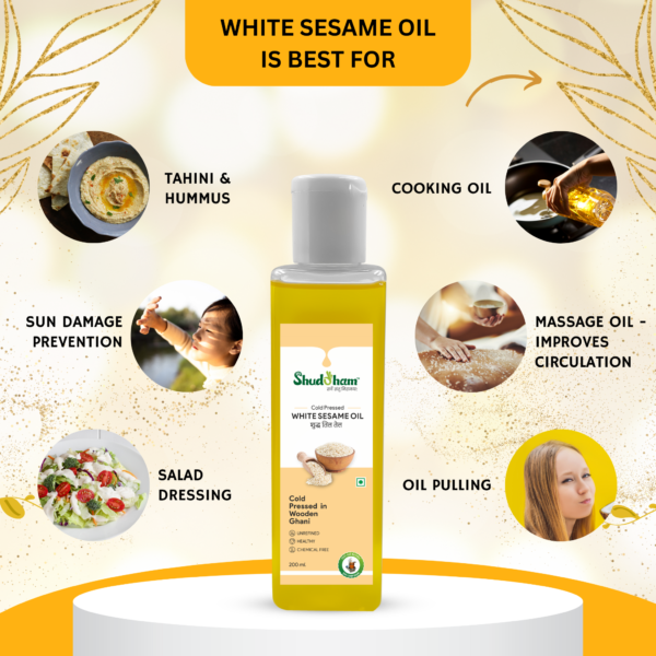 Wood Pressed White Sesame Oil (200 ML) - Image 3