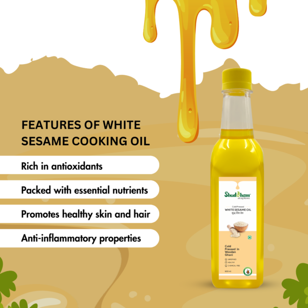 Wood Pressed White Sesame Oil (500 ML) - Image 3